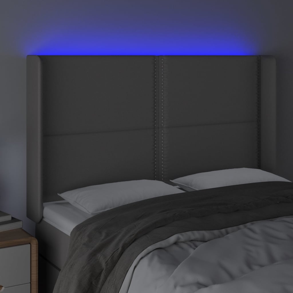 LED uzglavlje sivo 147x16x118/128 cm od umjetne kože