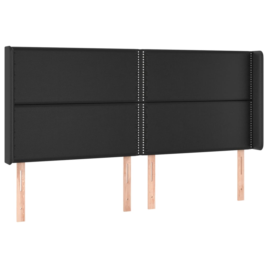 LED uzglavlje crno 203 x 16 x 118/128 cm od umjetna koža