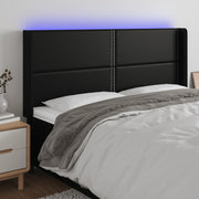 LED uzglavlje crno 203 x 16 x 118/128 cm od umjetna koža