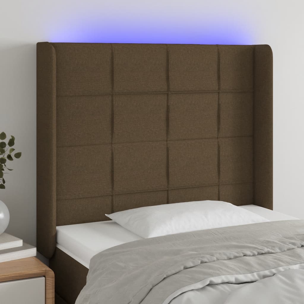 LED uzglavlje tamnosmeđe 83x16x118/128 cm od tkanine