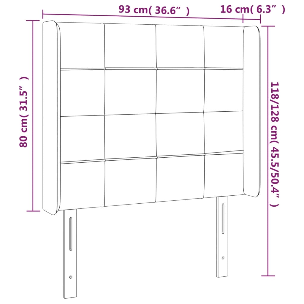 LED uzglavlje tamnosivo 93 x 16 x 118/128 cm od tkanine