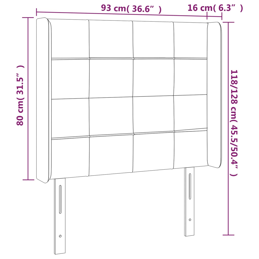 LED uzglavlje plavo 93 x 16 x 118/128 cm od tkanine