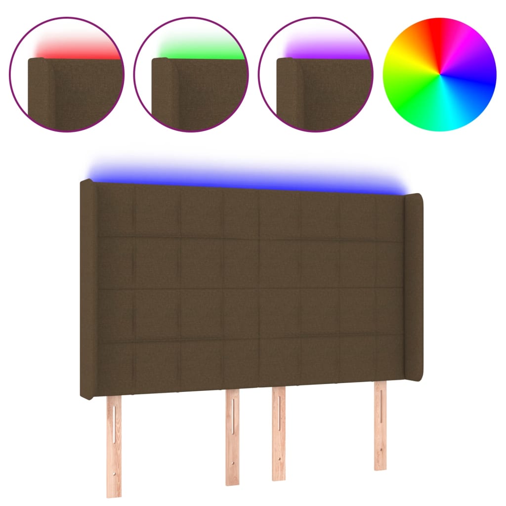 LED uzglavlje tamnosmeđe 147x16x118/128 cm od tkanine
