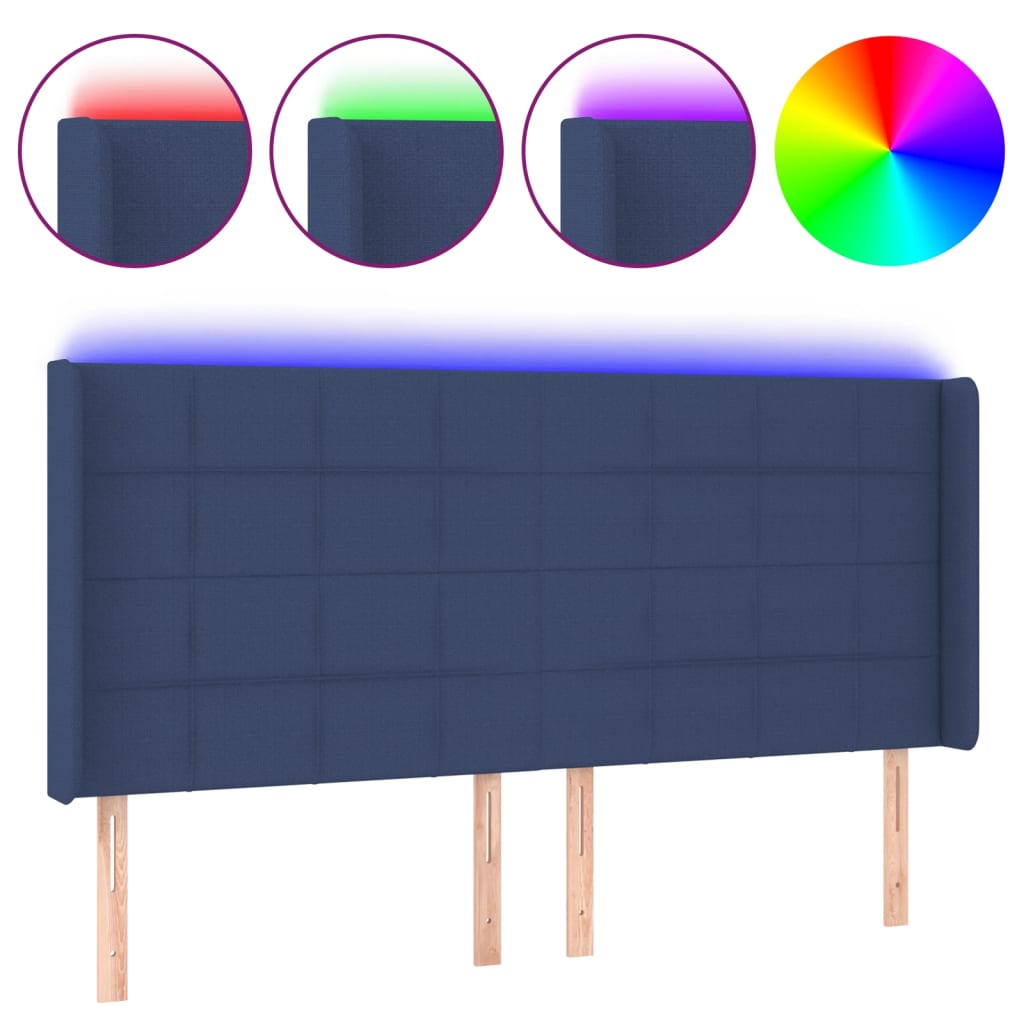 LED uzglavlje plavo 183 x 16 x 118/128 cm od tkanine