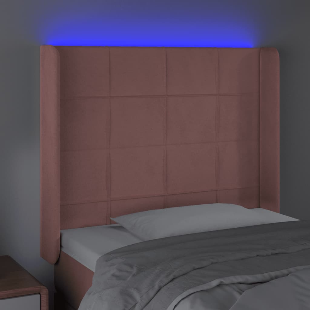 LED uzglavlje ružičasto 83x16x118/128 cm baršunasto