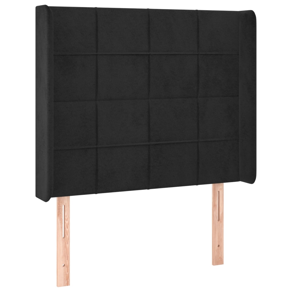 LED uzglavlje crno 93x16x118/128 cm baršunasto