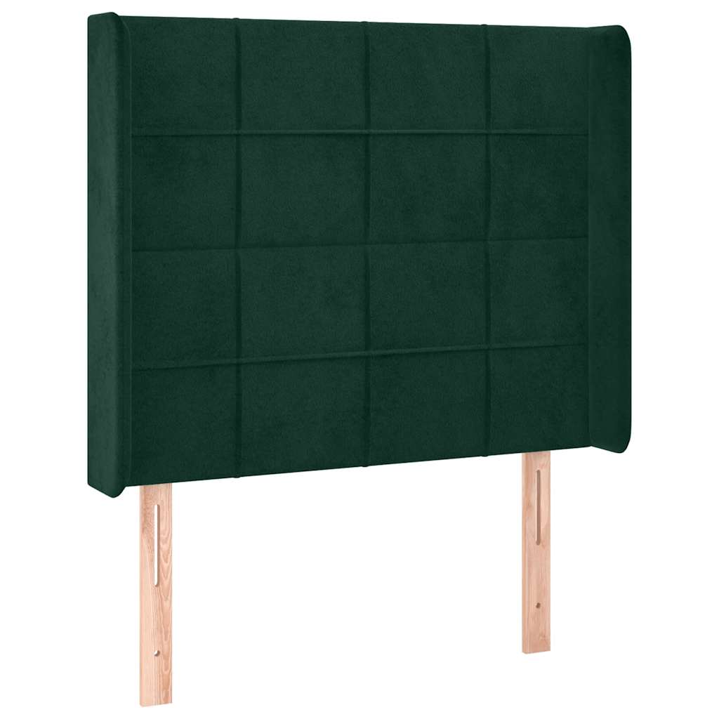 LED uzglavlje tamnozeleno 93x16x118/128 cm baršunasto