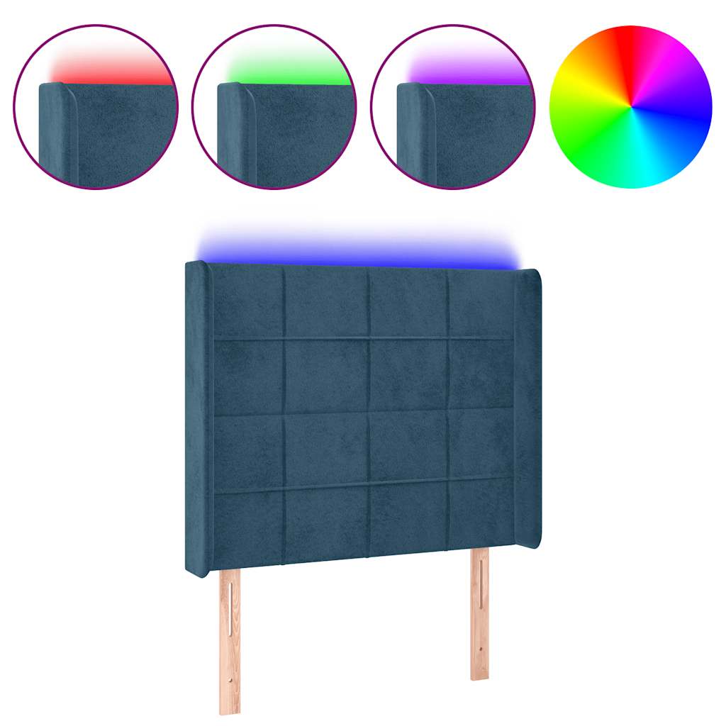 LED uzglavlje tamnoplavo 93x16x118/128 cm baršunasto