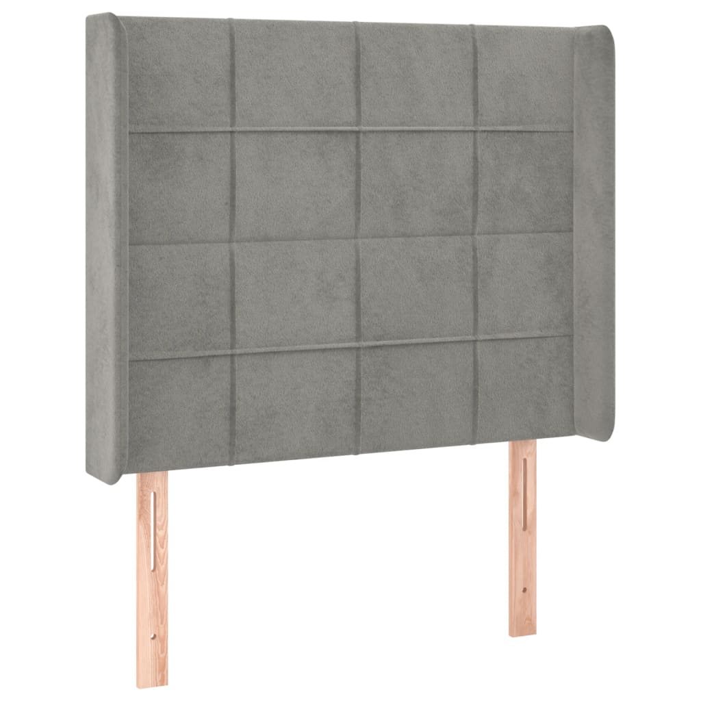 LED uzglavlje svjetlosivo 103 x 16 x 118/128 cm baršunasto