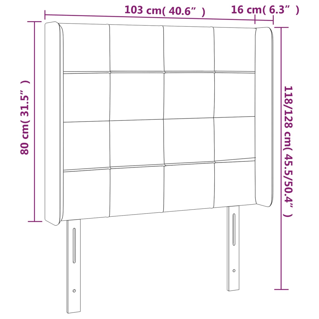 LED uzglavlje svjetlosivo 103 x 16 x 118/128 cm baršunasto