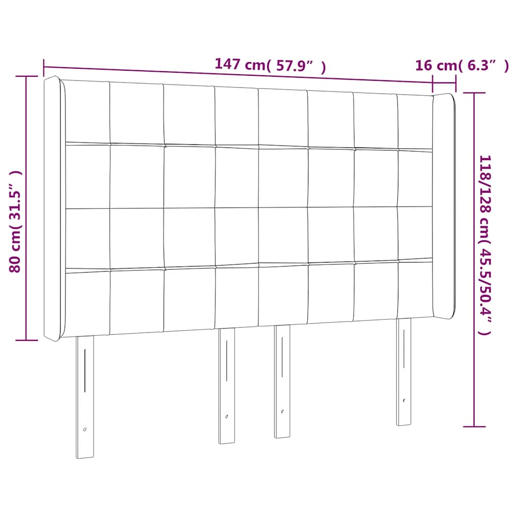 LED uzglavlje tamnoplavo 147x16x118/128 cm baršunasto