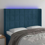 LED uzglavlje tamnoplavo 147x16x118/128 cm baršunasto