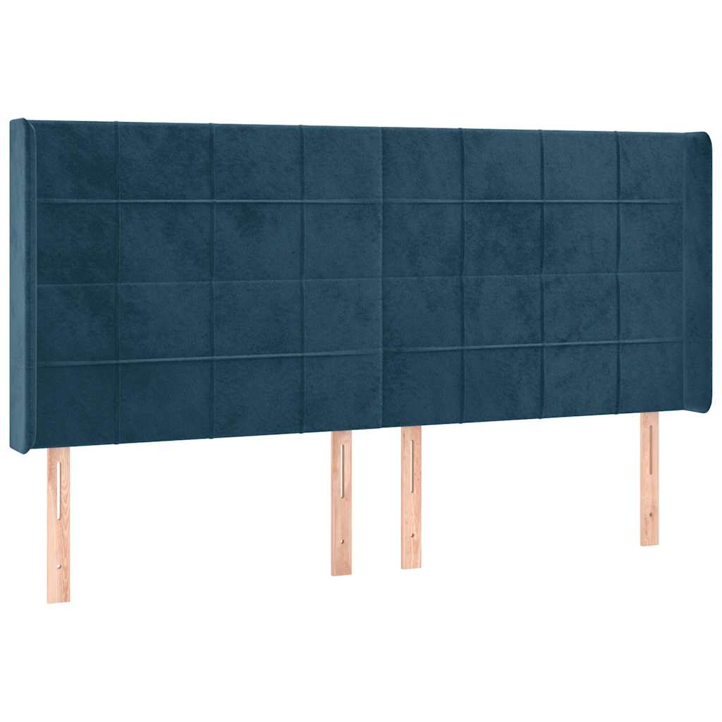 LED uzglavlje tamnoplavo 163x16x118/128 cm baršunasto