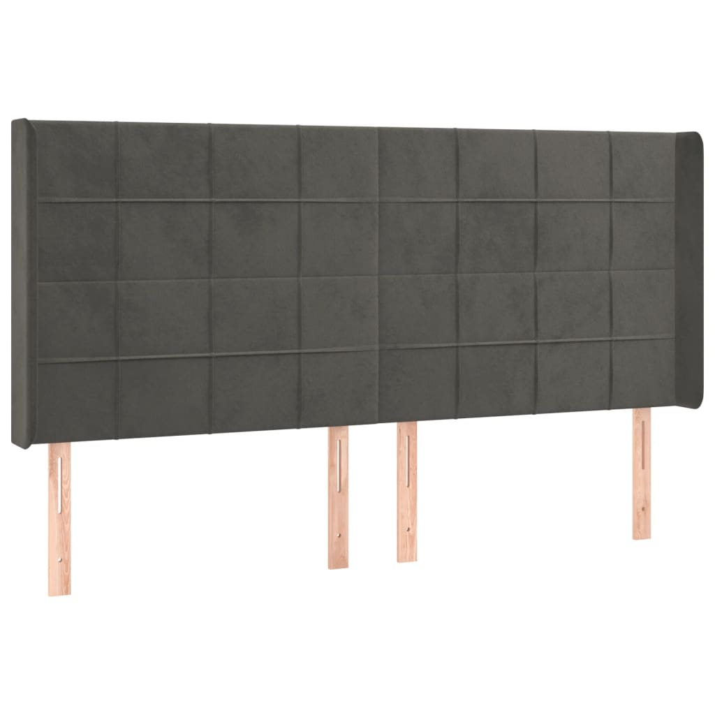 LED uzglavlje tamnosivo 183 x 16 x 118/128 cm baršunasto
