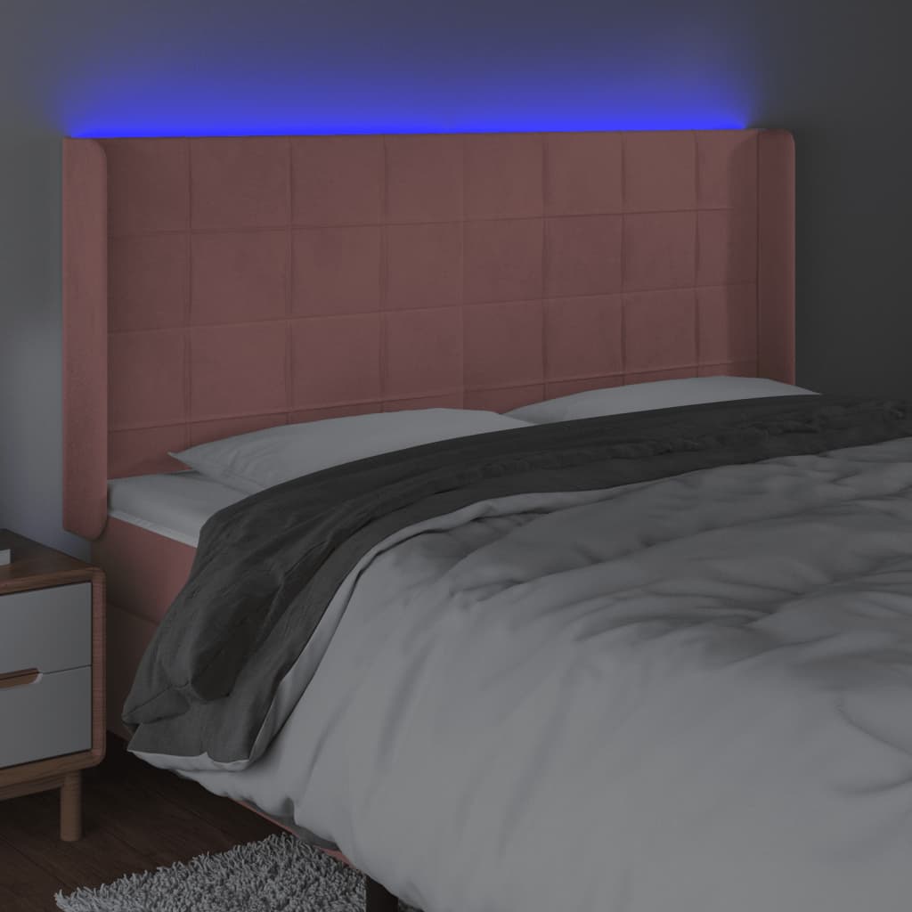 LED uzglavlje ružičasto 183x16x118/128 cm baršunasto