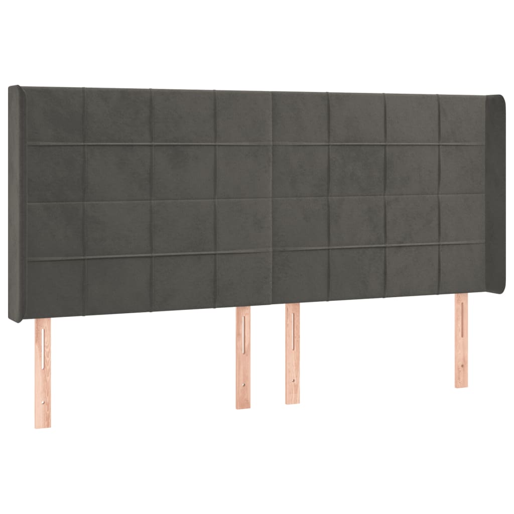LED uzglavlje tamnosivo 203 x 16 x 118/128 cm baršunasto