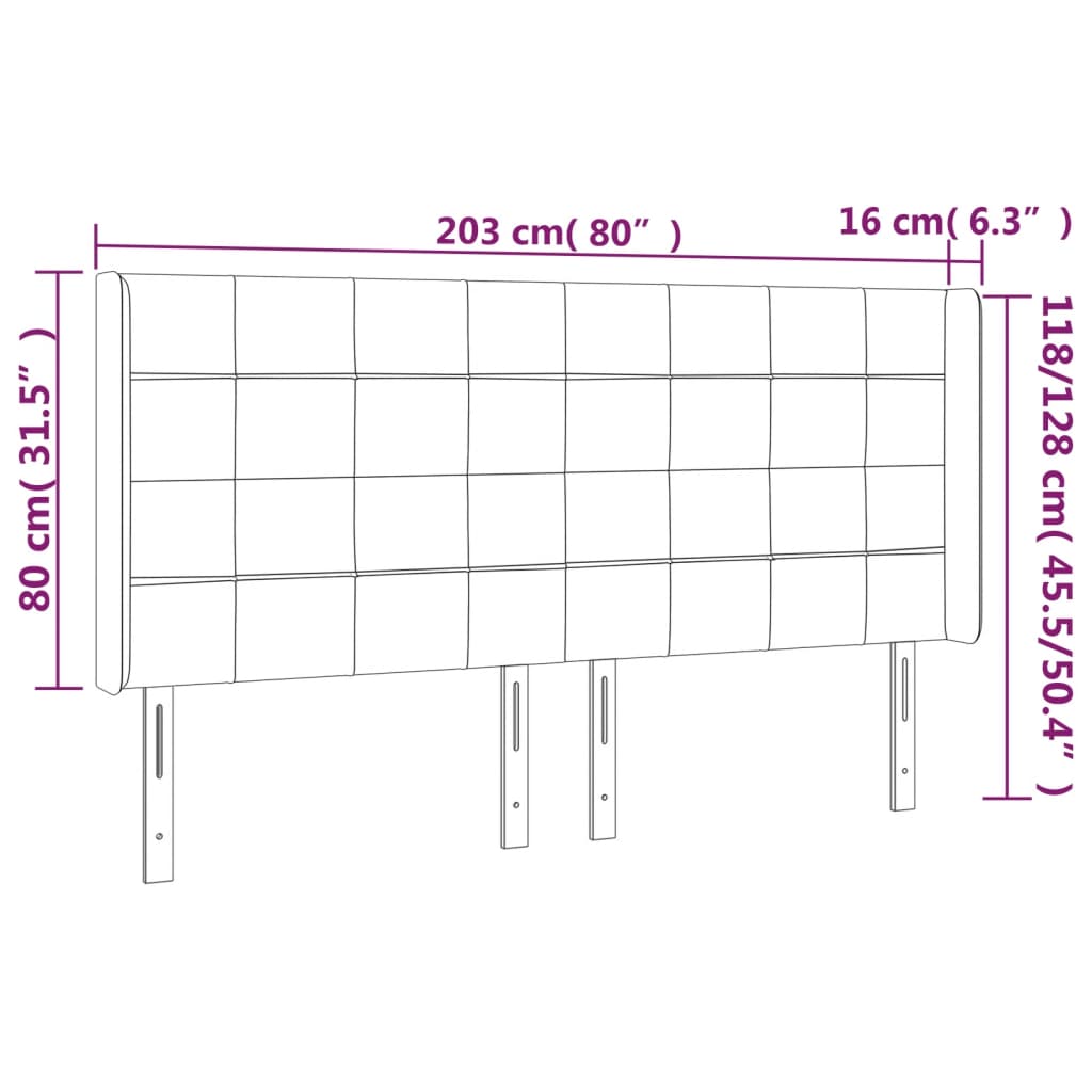 LED uzglavlje ružičasto 203x16x118/128 cm baršunasto