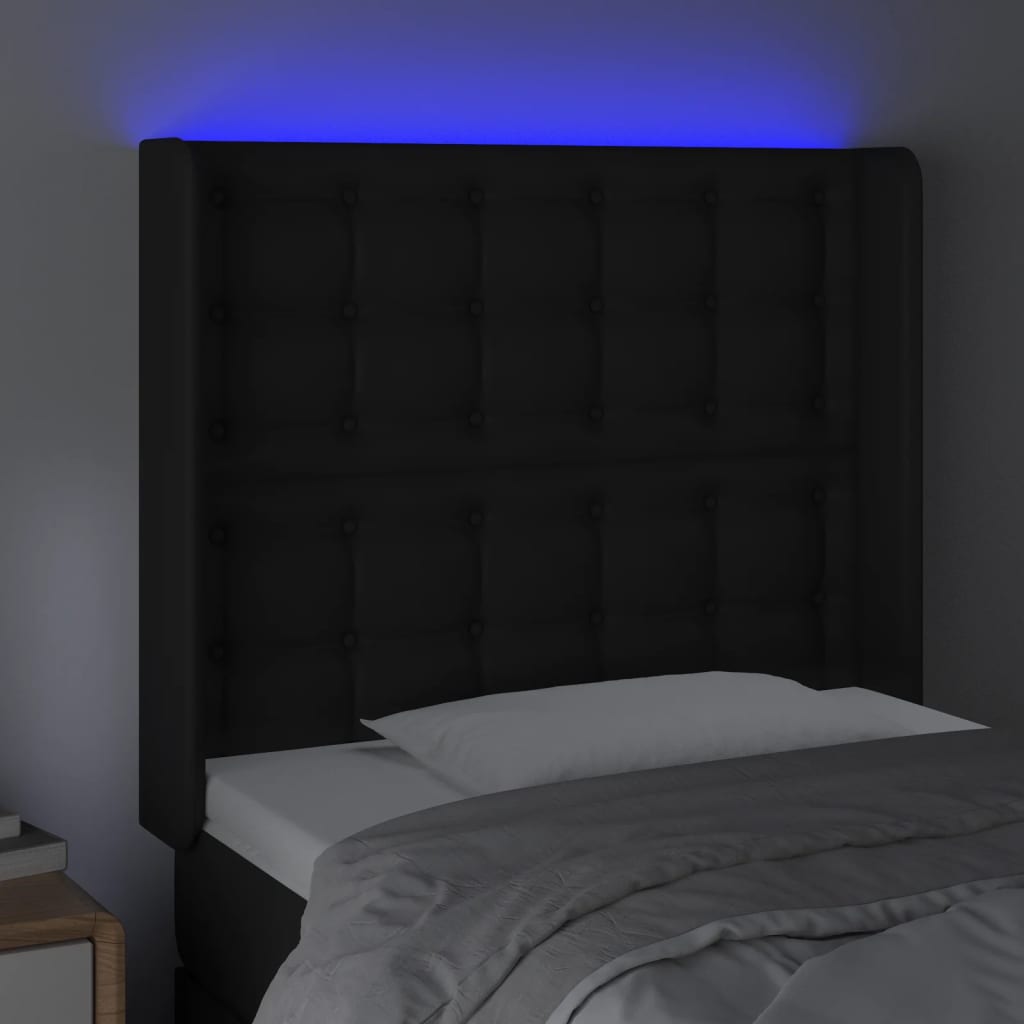 LED uzglavlje crno 83x16x118/128 cm od umjetne kože