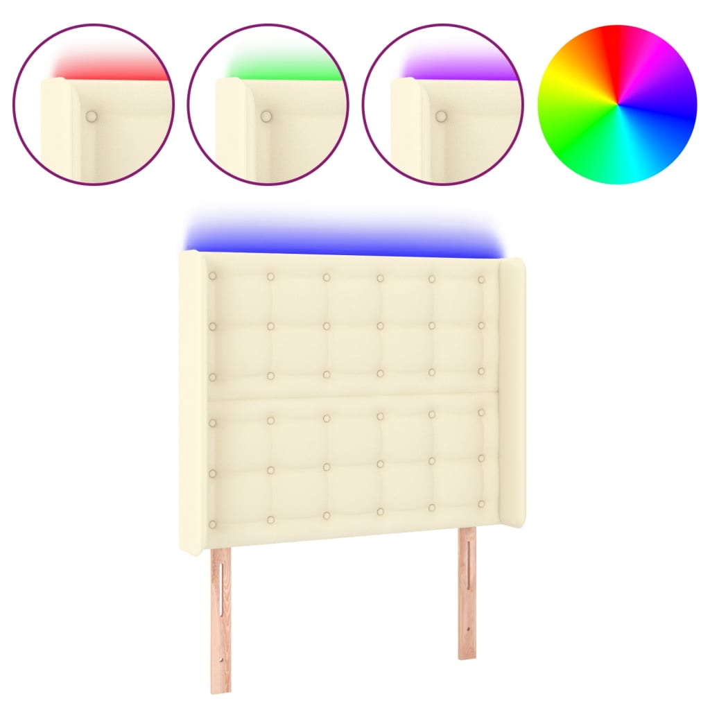 LED uzglavlje krem 83 x 16 x 118/128 cm od umjetne kože