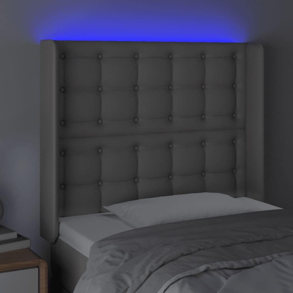 LED uzglavlje sivo 93x16x118/128 cm od umjetne kože