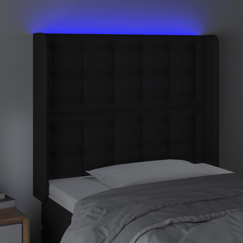 LED uzglavlje crno 103x16x118/128 cm od umjetne kože