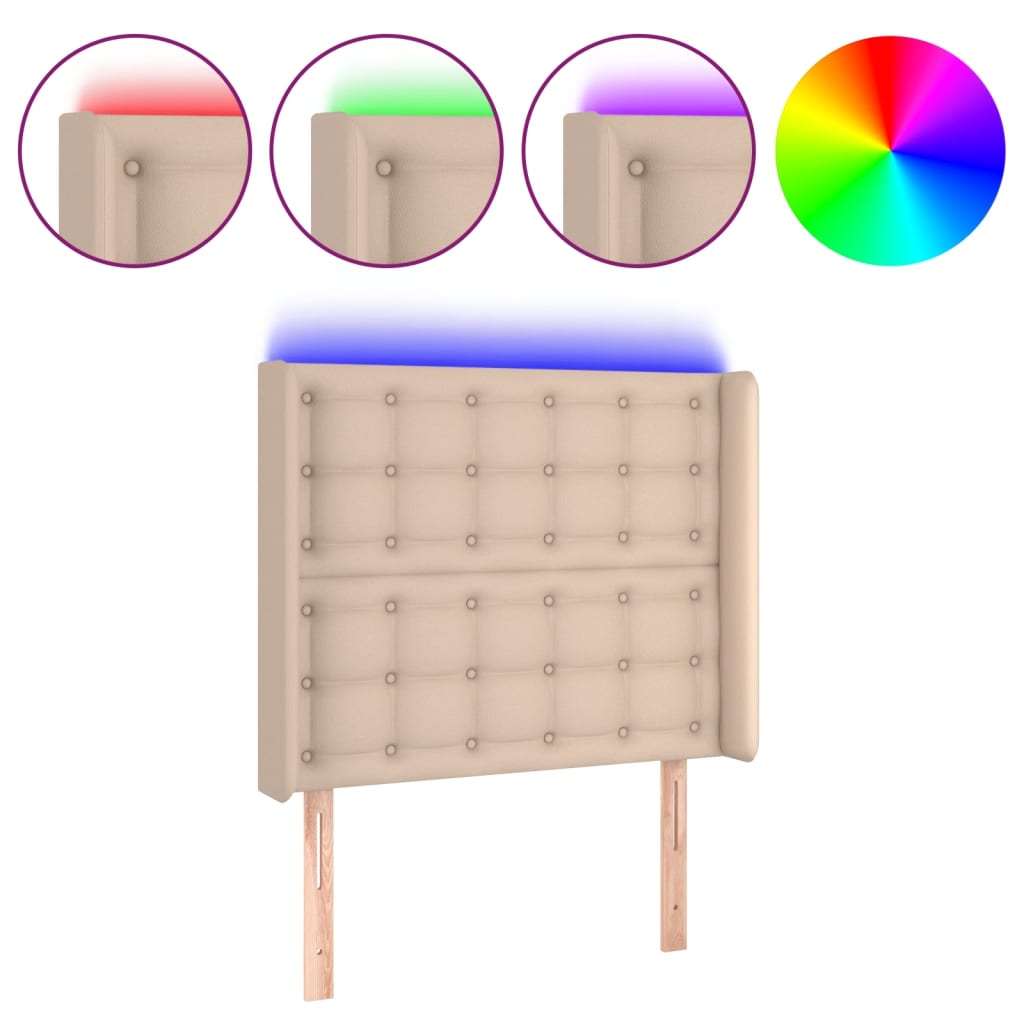 LED uzglavlje boja cappuccina 103x16x118/128 cm od umjetna koža