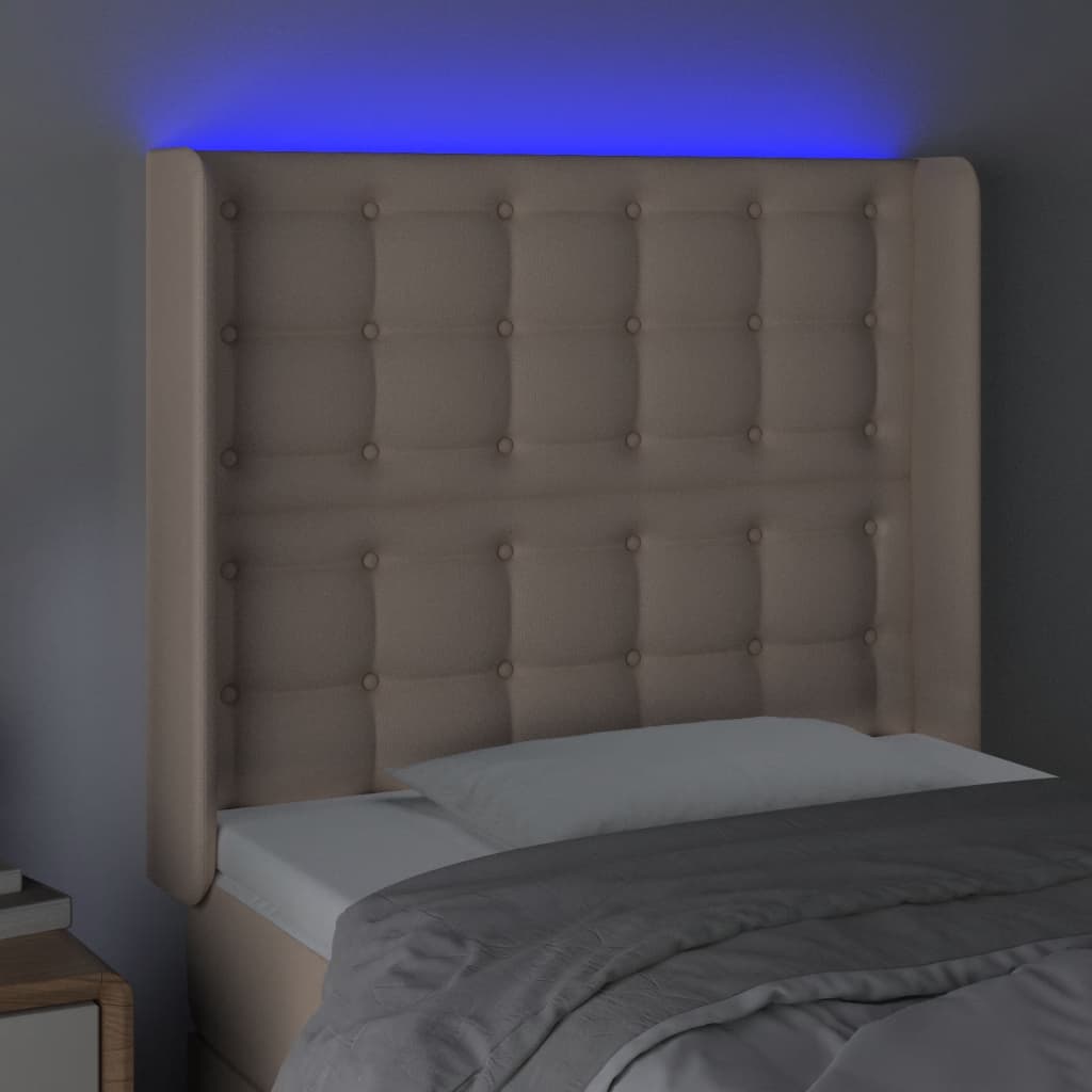 LED uzglavlje boja cappuccina 103x16x118/128 cm od umjetna koža