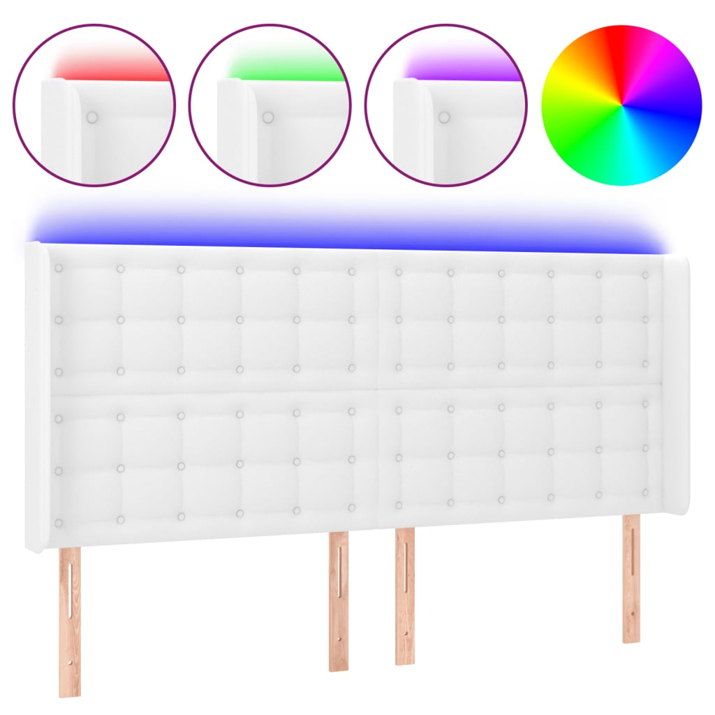 LED uzglavlje bijelo 147x16x118/128 cm od umjetne kože