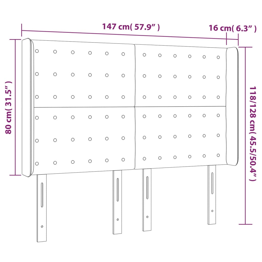 LED uzglavlje bijelo 147x16x118/128 cm od umjetne kože