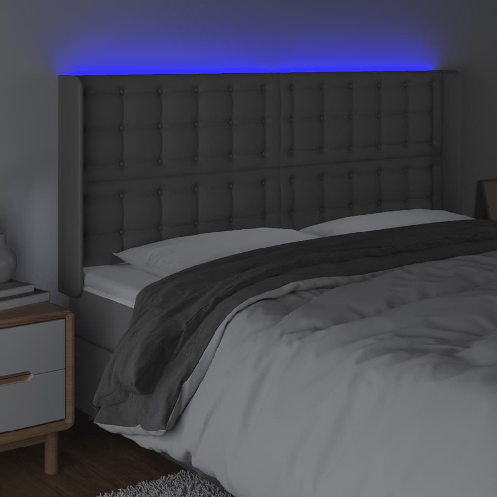 LED uzglavlje sivo 147x16x118/128 cm od umjetne kože