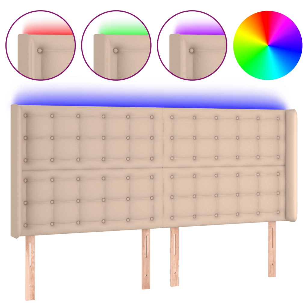 LED uzglavlje boja cappuccina 147x16x118/128cm od umjetna koža