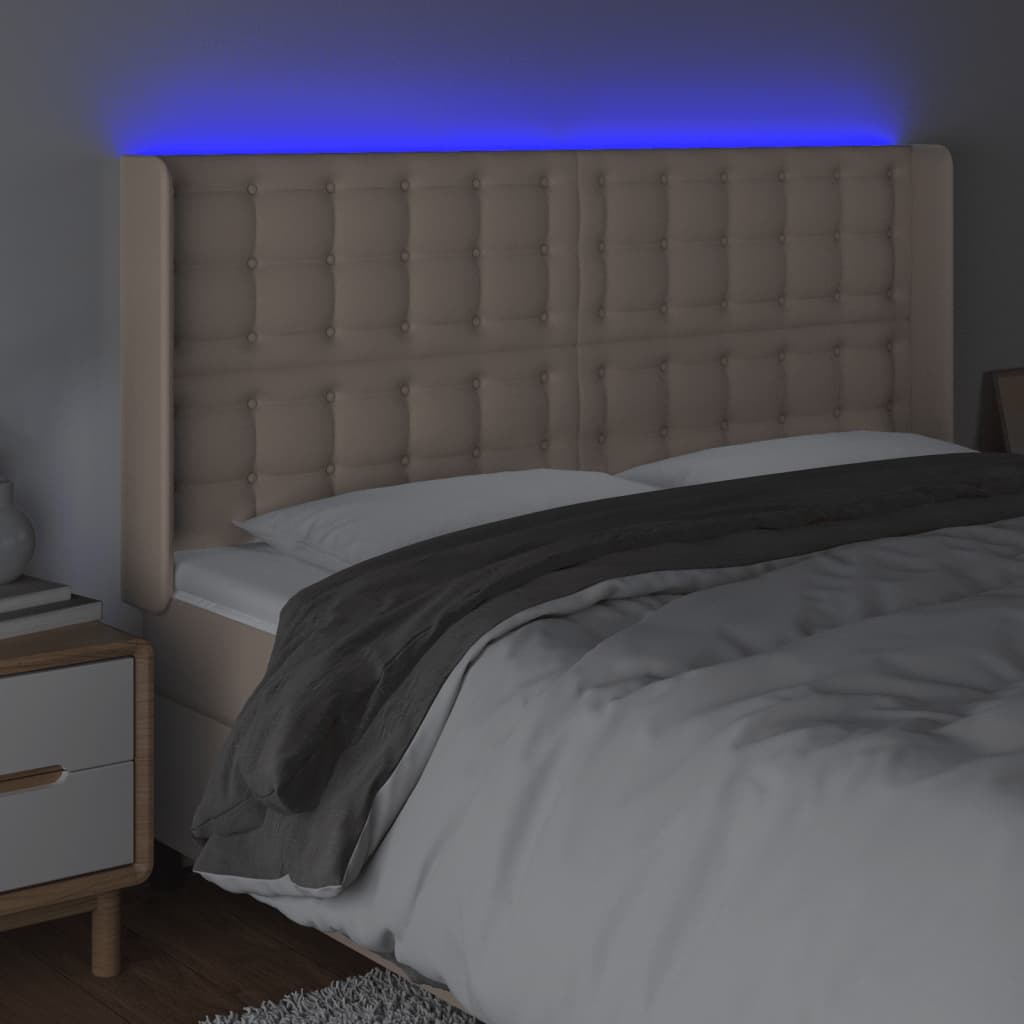 LED uzglavlje boja cappuccina 147x16x118/128cm od umjetna koža
