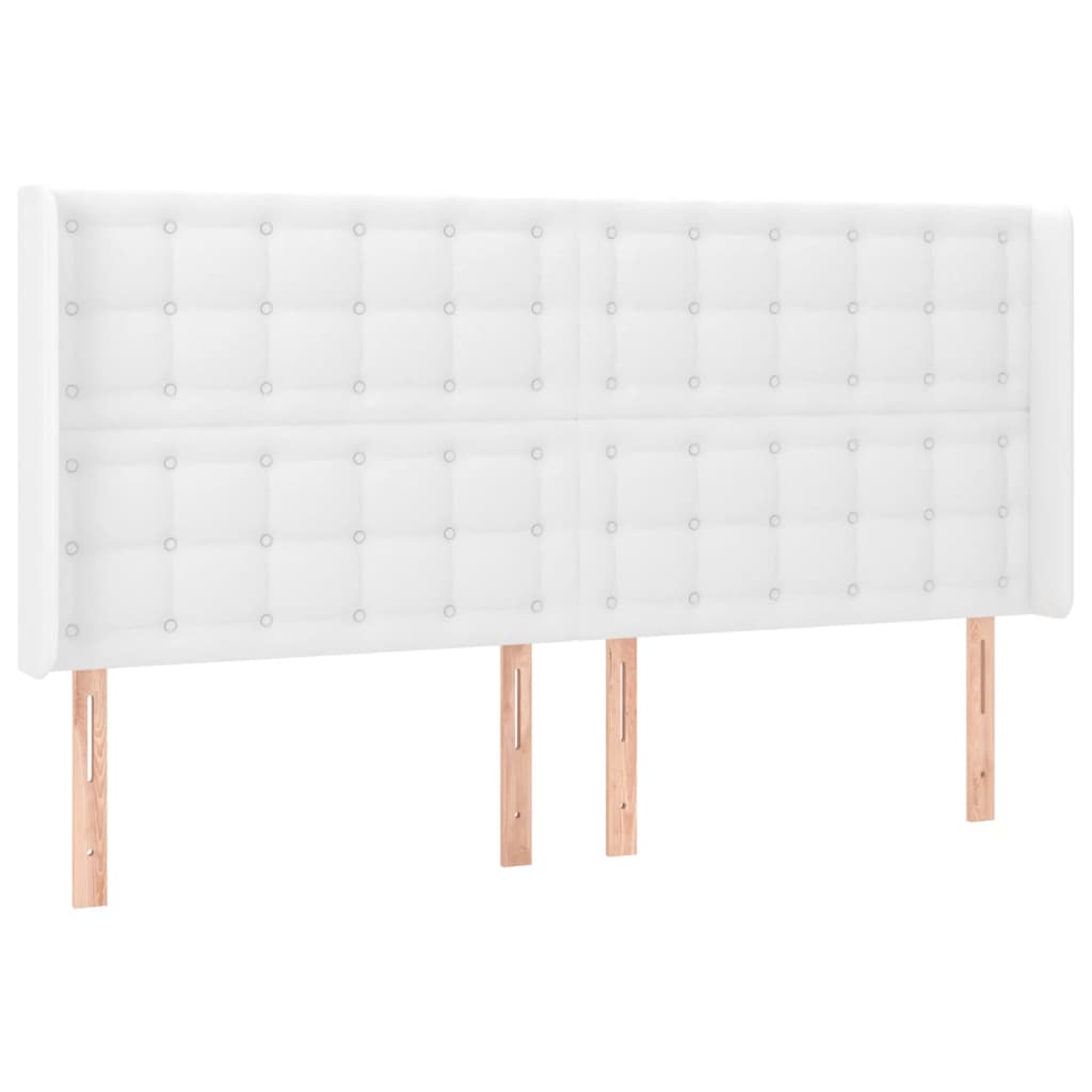 LED uzglavlje bijelo 163x16x118/128 cm od umjetne kože