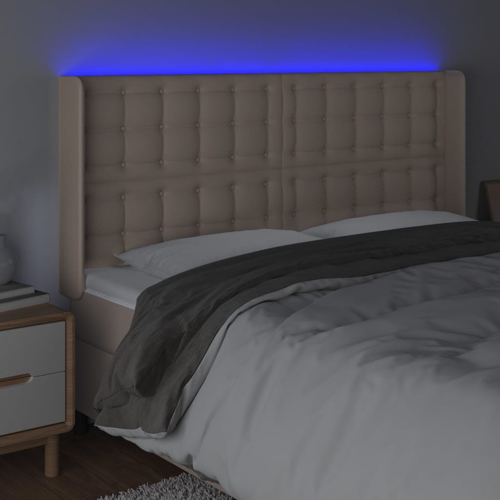 LED uzglavlje boja cappuccina 183x16x118/128cm od umjetna koža