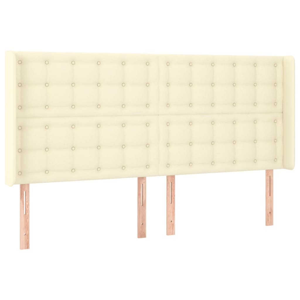LED uzglavlje krem 203 x 16 x 118/128 cm od umjetne kože