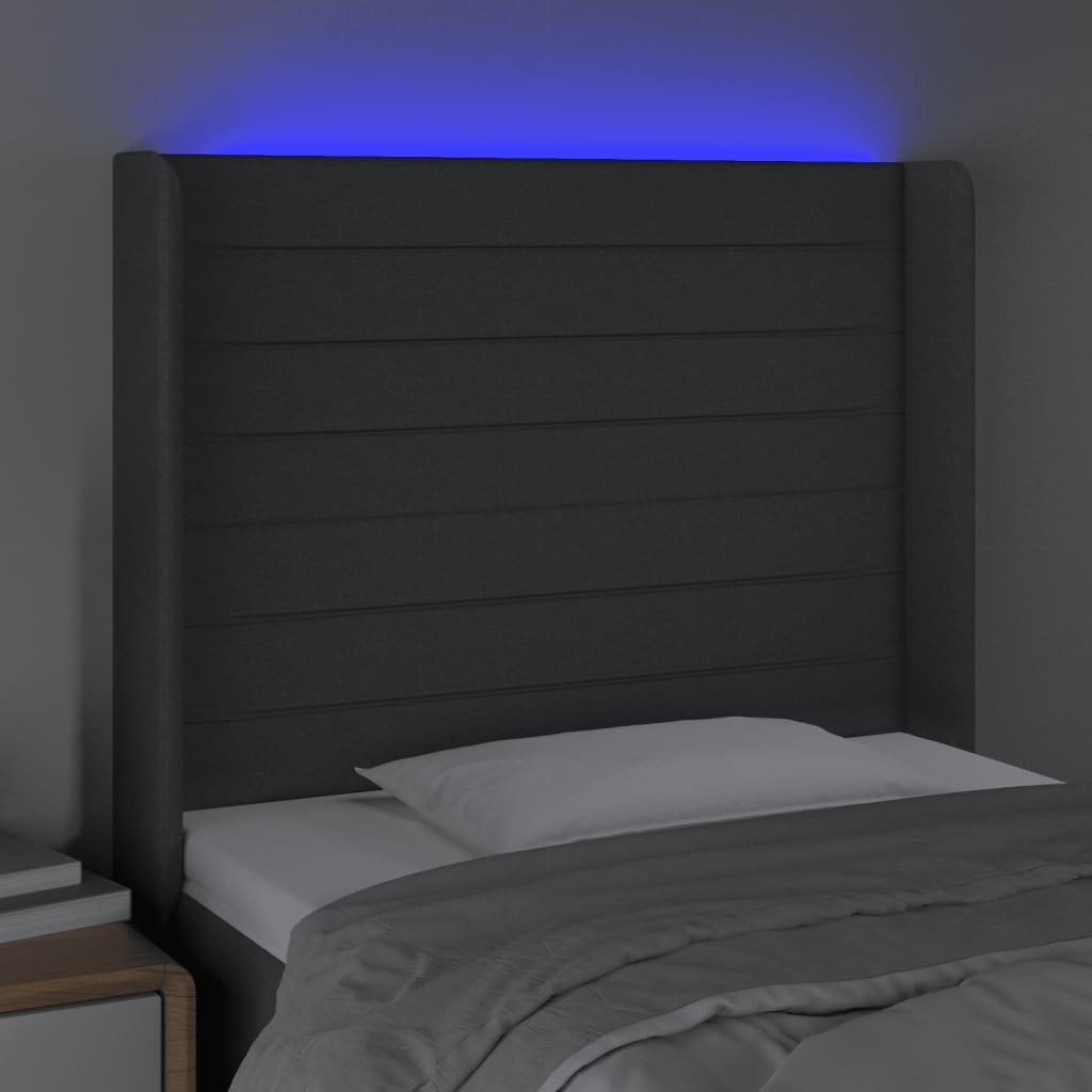 LED uzglavlje tamnosivo 83 x 16 x 118/128 cm od tkanine