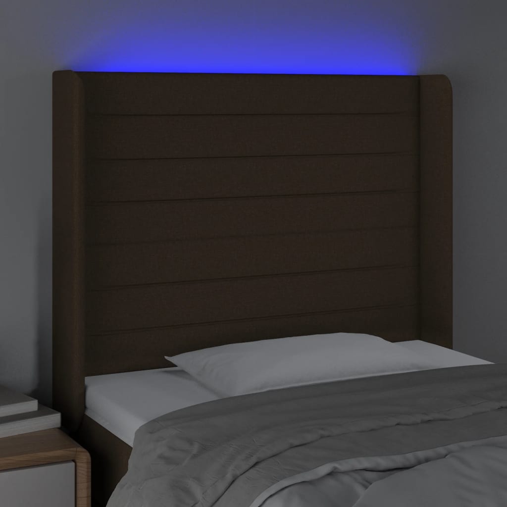 LED uzglavlje tamnosmeđe 83x16x118/128 cm od tkanine