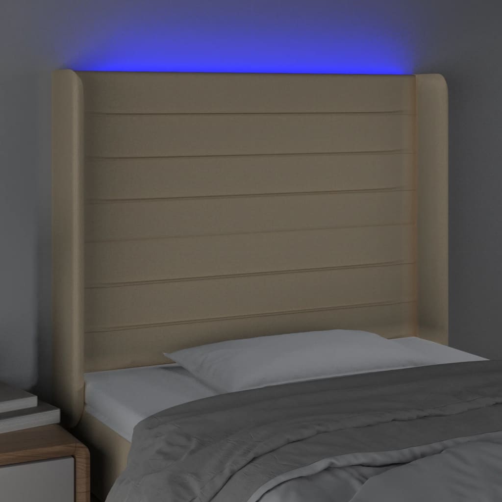 LED uzglavlje krem 83 x 16 x 118/128 cm od tkanine