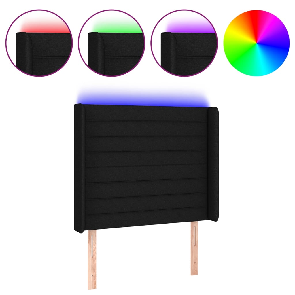 LED uzglavlje crno 103 x 16 x 118/128 cm od tkanine