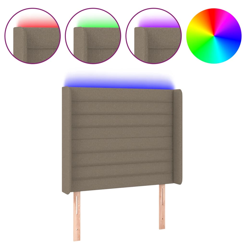 LED uzglavlje smeđesivo 103 x 16 x 118/128 cm od tkanine