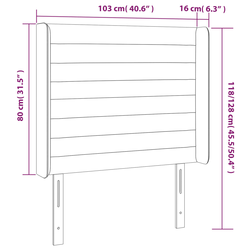 LED uzglavlje plavo 103 x 16 x 118/128 cm od tkanine