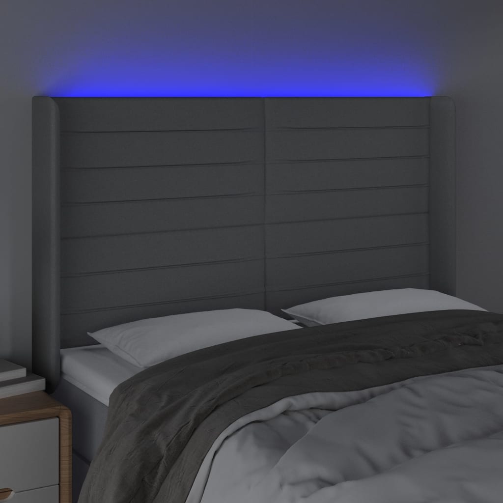 LED uzglavlje svjetlosivo 147 x 16 x 118/128 cm od tkanine