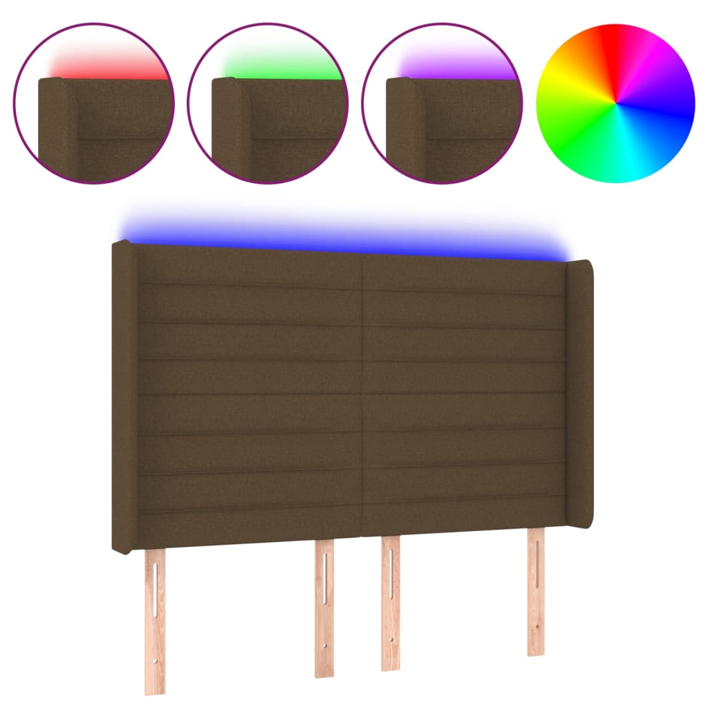 LED uzglavlje tamnosmeđe 147x16x118/128 cm od tkanine