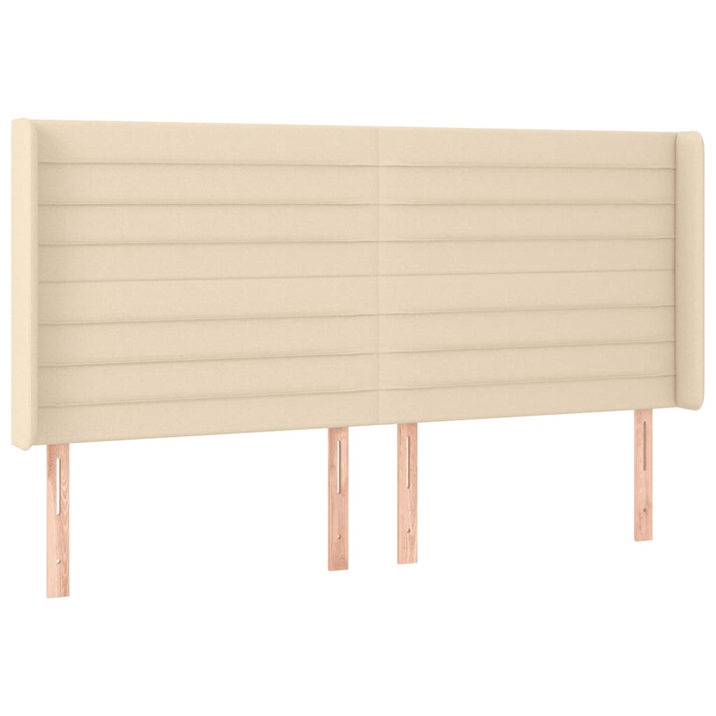 LED uzglavlje krem 203 x 16 x 118/128 cm od tkanine