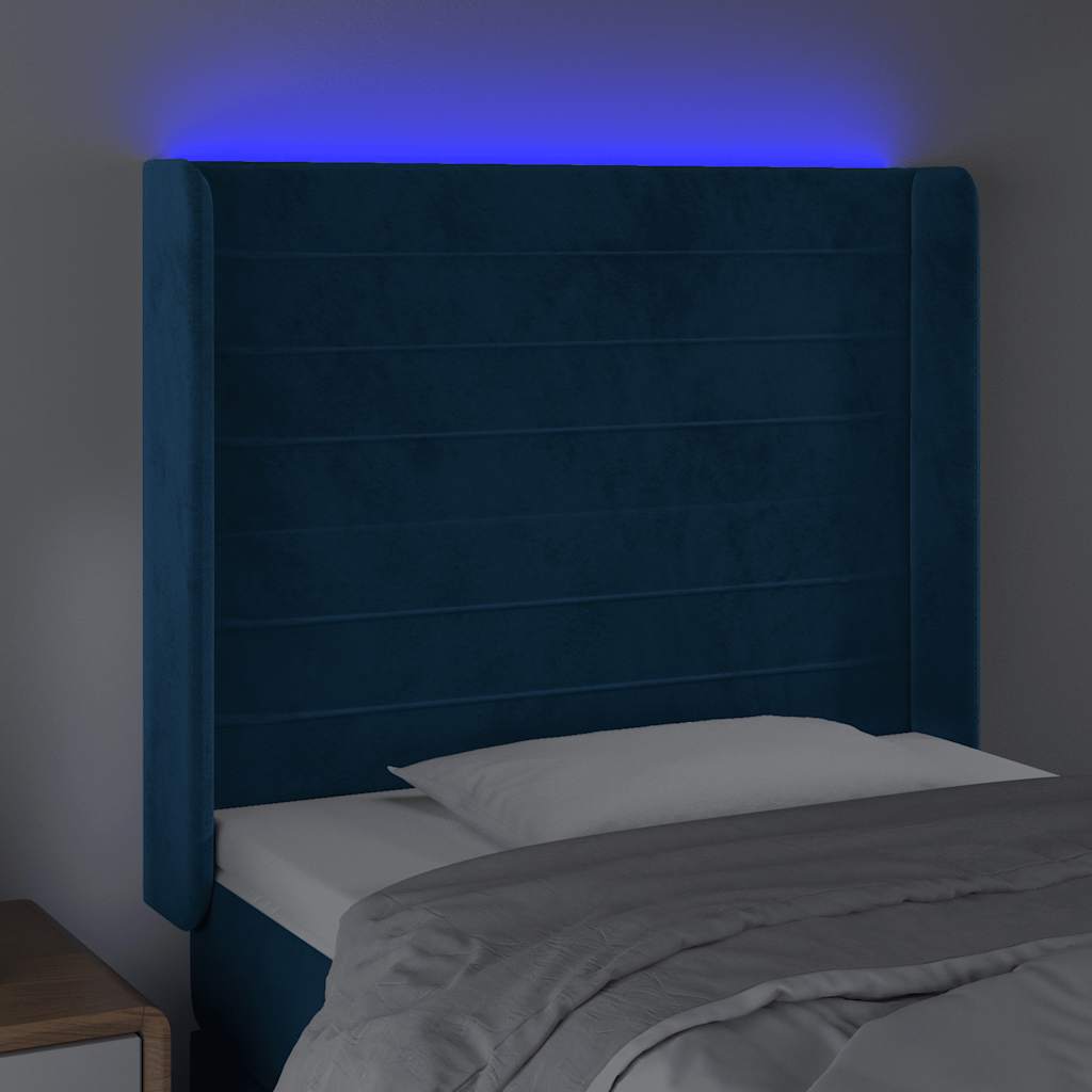 LED uzglavlje tamnoplavo 83x16x118/128 cm baršunasto