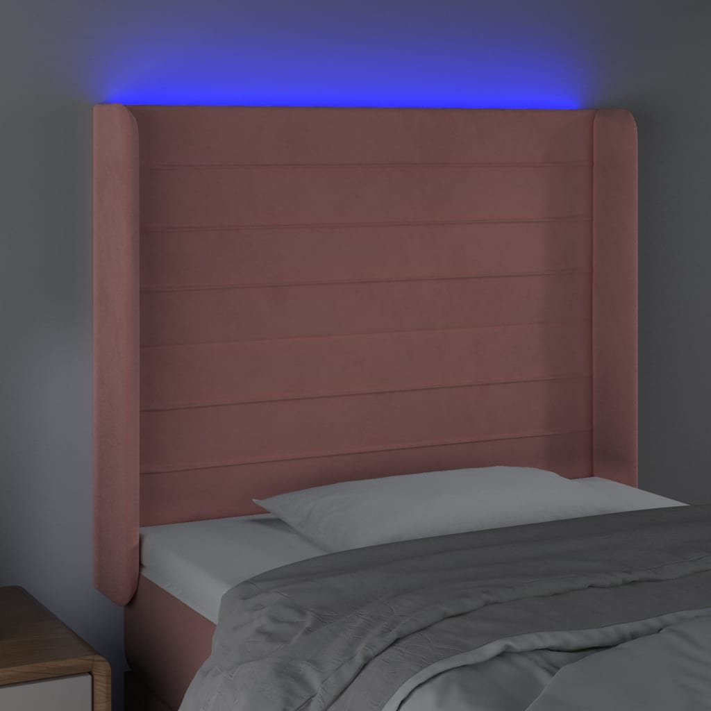 LED uzglavlje ružičasto 83x16x118/128 cm baršunasto