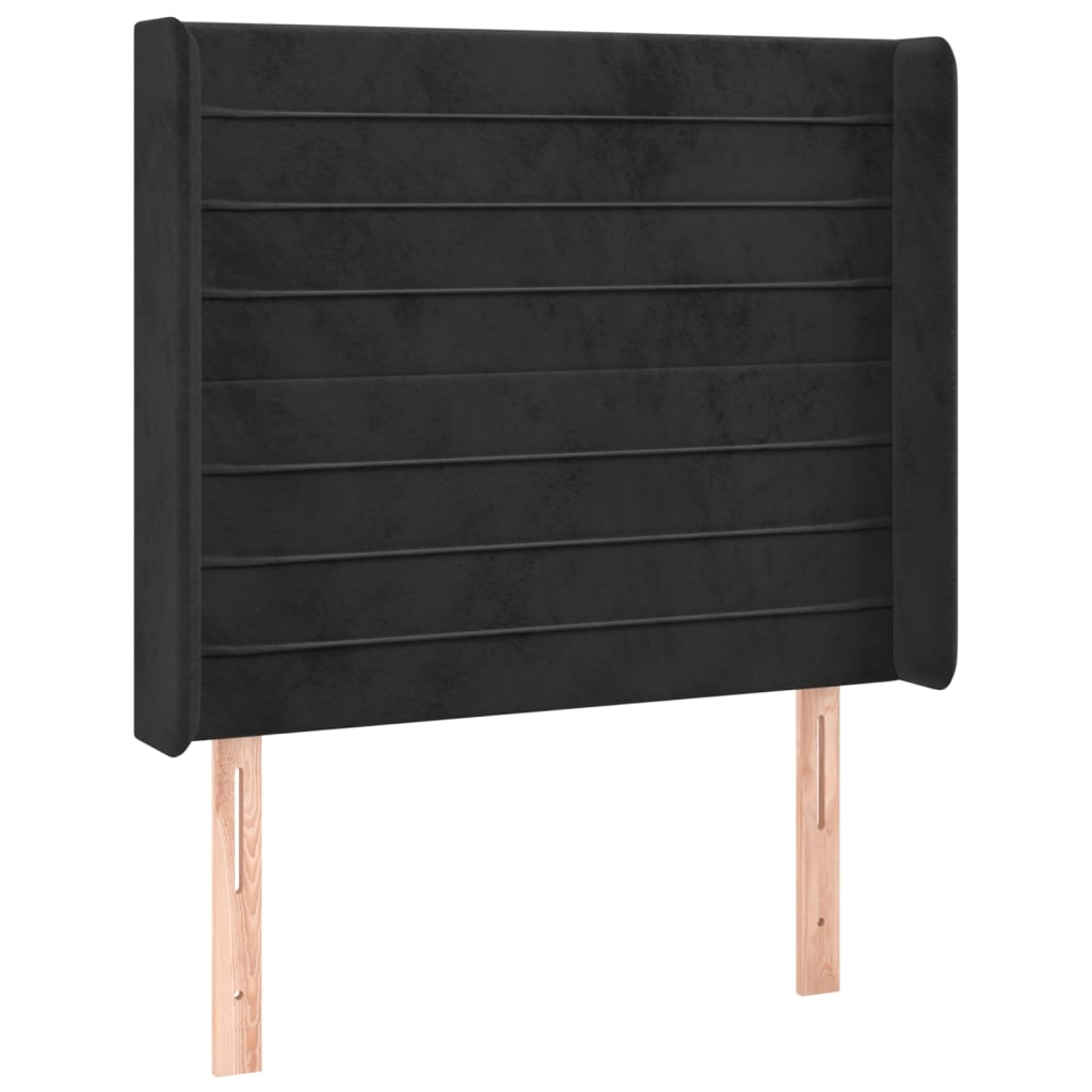 LED uzglavlje crno 93x16x118/128 cm baršunasto