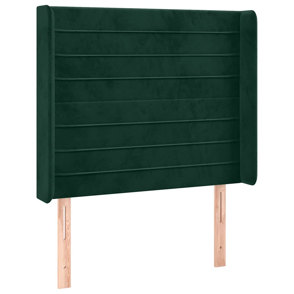 LED uzglavlje tamnozeleno 93x16x118/128 cm baršunasto