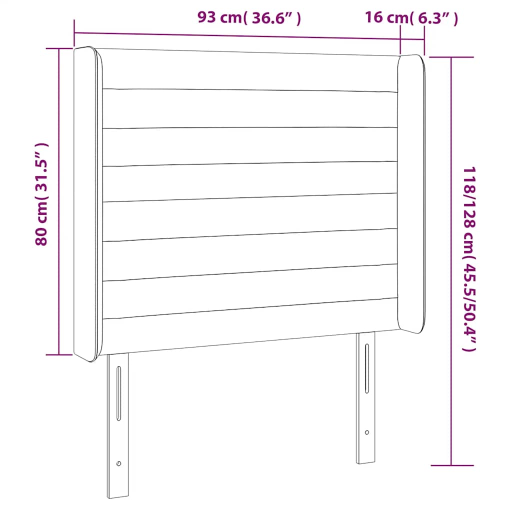 LED uzglavlje tamnoplavo 93x16x118/128 cm baršunasto