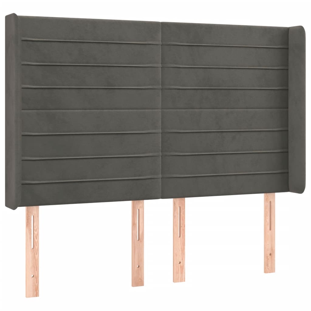 LED uzglavlje tamnosivo 147x16x118/128 cm baršunasto